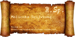 Melicska Szilviusz névjegykártya